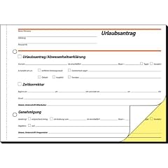 Sigel SD045 Urlaubsantrag, 1. und 2. Blatt bedruckt, selbstdurchschreibend, A5 q, 2x40 BL