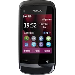 Nokia C2-02 Smartphone (6,6 cm (2,6 Zoll) Touchscreen, 2 Megapixel Kamera, Bluetooth) chrome schwarz
