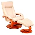 Leather Swivel Recliner and Ottoman - Cobblestone