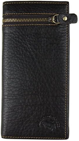 JNNC Men's Genuine Leather Bifold Long Wallet ID/Card Holder Long Brown