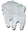 Baby Sleepsuit, Baby Long Sleeve Baby Grow White Allergy Free (Pack of 2)