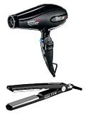 Babyliss Pro Portofino 6600 Nano Titanium Hair Dryer Black Free Bonus Nano Titanium 1-1/4 Inch Straightener Flat Iron