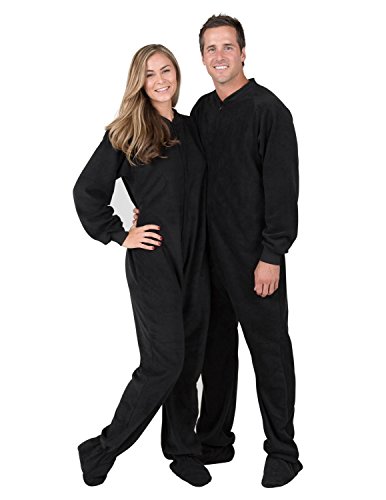 Footed Pajamas - Midnite Black II Adult Fleece