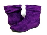 Ladies Purple Suede Ankle High Wedged Boots Bootiees Shoes Plum