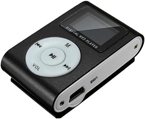ELEGIANT Metal Clip Digital MP3 Player FM Radio LCD Screen for 2/4/8/16GB TF Card Black