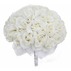 Ivory Silk Rose Hand Tie (3 Dozen Roses) - Wedding Bouquet