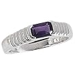 14Kt White Gold Deep Purple Classic Style Amethyst Fashion Ring