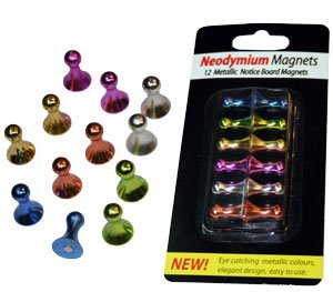 F4M13 - Cool Metallic Notice Board - Fridge Magnets - Pack of 12