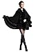Kranda Women's Faux Fox Fur Trim Hooded Cape Wool Blend Cloak Coat