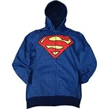 SUPERMAN REPEAT LOGOS Licensed Mens Zip Front Hooded Sweatshirt