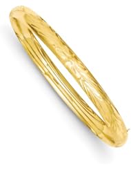 14k Yellow Gold 4/16 Florentine Engraved Hinged Bracelet Bangle Metal Wt- 6.69g