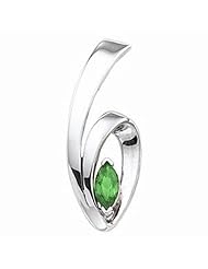 14K White Gold Marquise Cut Emerald Pendant -- LIFETIME WARRANTY