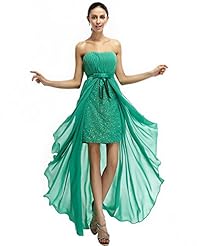 A-line Strapless Sweetheart Floor Length Short Natural   Waistline Lace Sheer Chiffon Prom Dress 