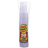 Amscan Big Party Pack 50 Count Plastic Cups, 16-Ounce, Lavender