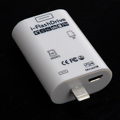 AES - I-Flash Driver SD TF Card Reader w/ Micro USB for iPhone 4 5 iPad iPod