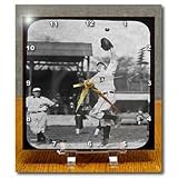 Vintage Detroit Tigers Making the Catch Black and White - 6x6 Desk Clock