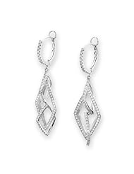 (X1000Diamond) 18K/750 White Gold Triple Kate Diamond Dangling Earring (0.65 cttw, G-H Color, VS2-SI1 Clarity)