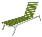 IMAGE OF Recycled European Outdoor Chaise Lounge Chair Electric Lime Green w/ White Frame