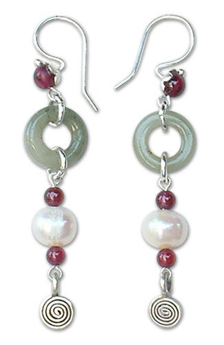 Jade and garnet earrings 2 L