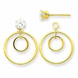 14k Double Circle Jacket W/Cz Stud
