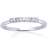 0.10 Ct Princess Cut Petite Diamond Anniversary Band Prong 14K WHITE GOLD SI2-H