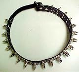 Extra Large 32 Black Leather Spiked Dog Collar 1 Spikes