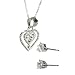 Sterling Silver and Cubic Zirconia Heart Pendant and Earring Set