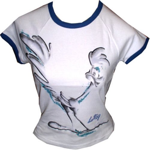 Lot 29 Road Runner Looney Tunes Glitter White Tee Shirt (FREE Priority Mail Shipping)