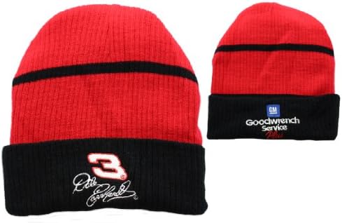 Nascar Driver Dale Earnhardt 3 White Signature Goodwrench Red/black Cuffed Knit Cap