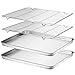 Wildone Baking Sheet & Rack Set [2 Sheets + 2 Racks], Stainless Steel Cookie Pan with Cooling Rack, Size 16 x 12 x 1 Inch, Non Toxic & Heavy Duty & Easy Clean