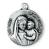 Sterling Silver Our Lady of Good Counsel Medal and 18-inch Chain