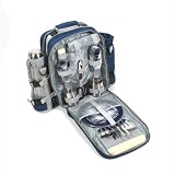 from Kondor L&G Greenfield Collection Super Deluxe 2 Person Picnic Backpack Hamper includes Stainless Steel Flask and Mugs