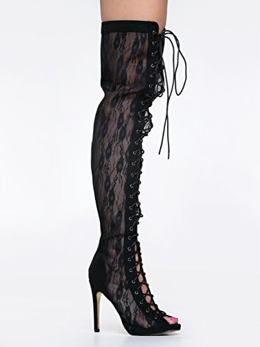 Cape Robbins OLGA Lace UP Over the Knee Thight High Stiletto Heel Boot