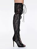 Cape Robbins OLGA Lace UP Over the Knee Thight High Stiletto Heel Boot