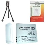 HQRP Battery Replacement for Canon PowerShot SD1100IS / SD 1100 (Blue / Silver / Pink / Gold / Brown) Digital Camera plus HQRP LCD Screen Protector & Mini Tripod