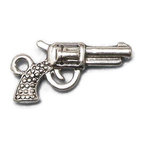 20 Gun Charms silver tone pistol hand gun charms
