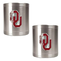 Oklahoma Sooners NCAA 2pc Stainless Can Holder Set by Great American Products