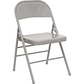 Set of 4 Triple Braced and Double Hinged Gray Metal HERCULES&trade; Folding Chair... by Furniture Crew