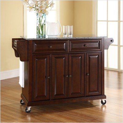 Crosley Furniture Solid Granite Top Kitchen Cart/Island in Vintage Mahogany Finish