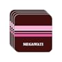 Personal Name Gift - "MEGAWATI" Set of 4 Mini-Mousepad Coasters (pink design)