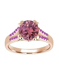1.10 Ct Round Pink VS2/SI1 Diamond Sapphire and 18K Rose Gold Ring
