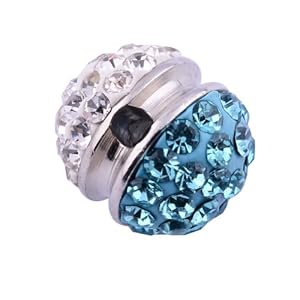 Kadima Swarovski Elements ,Disco Ball ,Shamballa Ball , Lots of 12pcs 10MM Shamballa Inspired Pave Crystals Alloy Ball - Crystal/Aquamarine