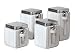 CERAMIC 4 Piece Square Ribbed Canister Set, White