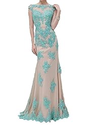 Applique Open-Back Lace Sheath Tulle Prom Dress  with a Brush/Sweep Train 