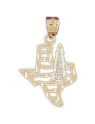 14K Yellow Gold Texas Oil Rig Pendant
