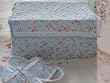 Shabby Chic Blue Pretty Roses Quilted Storage Bag