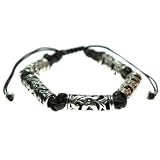 Hemp Zen Bracelet with 5 Metallic Bali-style Beads, Adjustable 5.5 to 9 Inch Bracelet
