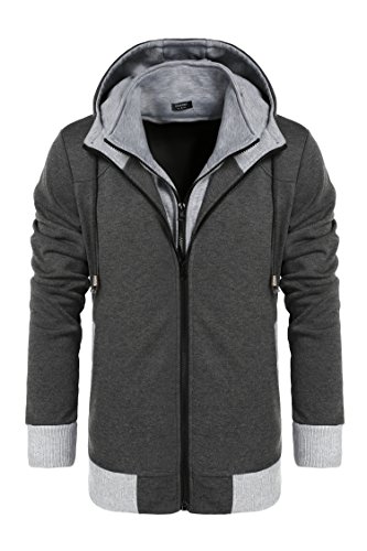 Coofandy Men's Fashion Thicken Hoodie Casual Sweatshirts Slim Fit Jacket