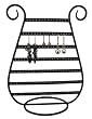 Earring Holder / Display (Black Harp Shape) with 3 Pairs of Earrings - Black & Gold (jw)