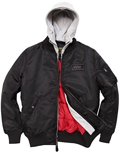 Alpha Industries Men's MA-1 D-Tec X Hooded Flight Jacket, Black, X-Large